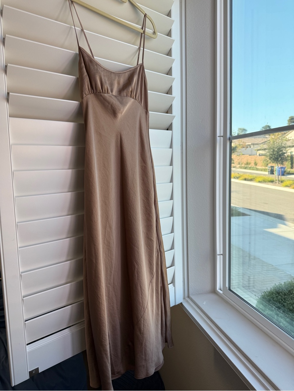 Wilfred Taupe Satin Slip Midi Dress